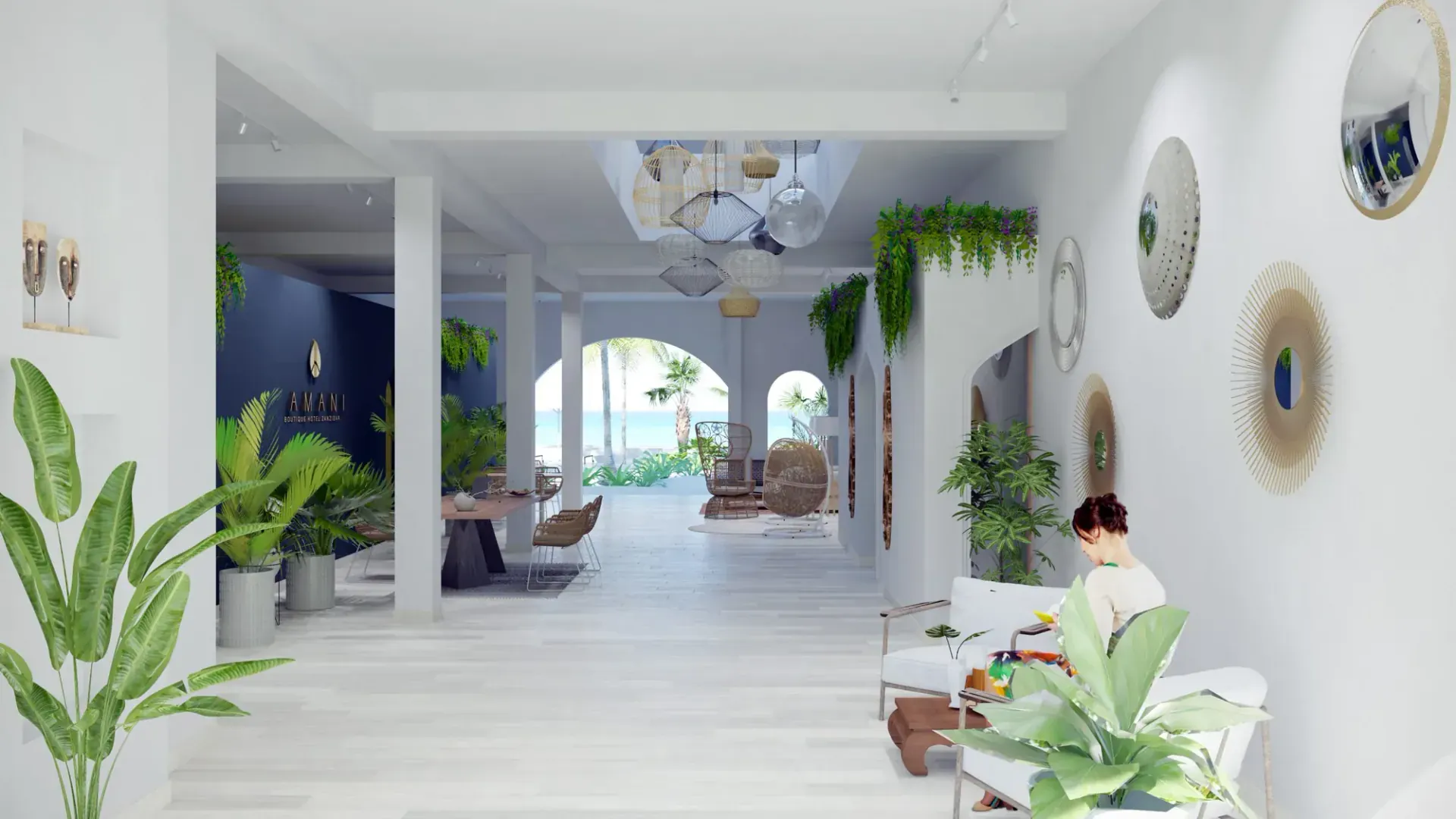 Amani Boutique Hotel a Zanzibar, Tanzania, render 1. Progetto di Riccardo Bandera Architetto