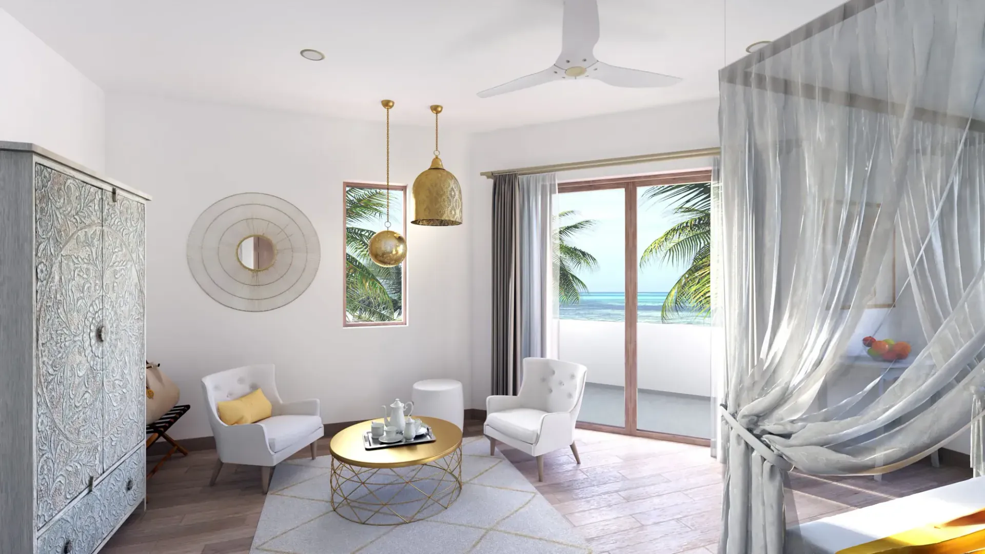 Amani Boutique Hotel a Zanzibar, Tanzania, render 2. Progetto di Riccardo Bandera Architetto