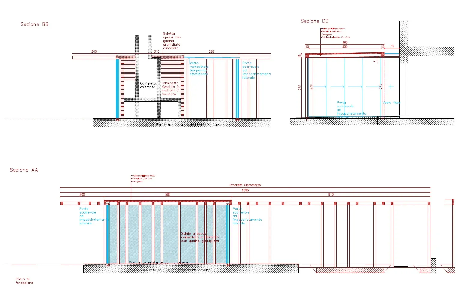 Ampliamenti contemporanei: camera e padiglione a Scorzé, VE, disegno di progetto 2. Progetto di Riccardo Bandera Architetto