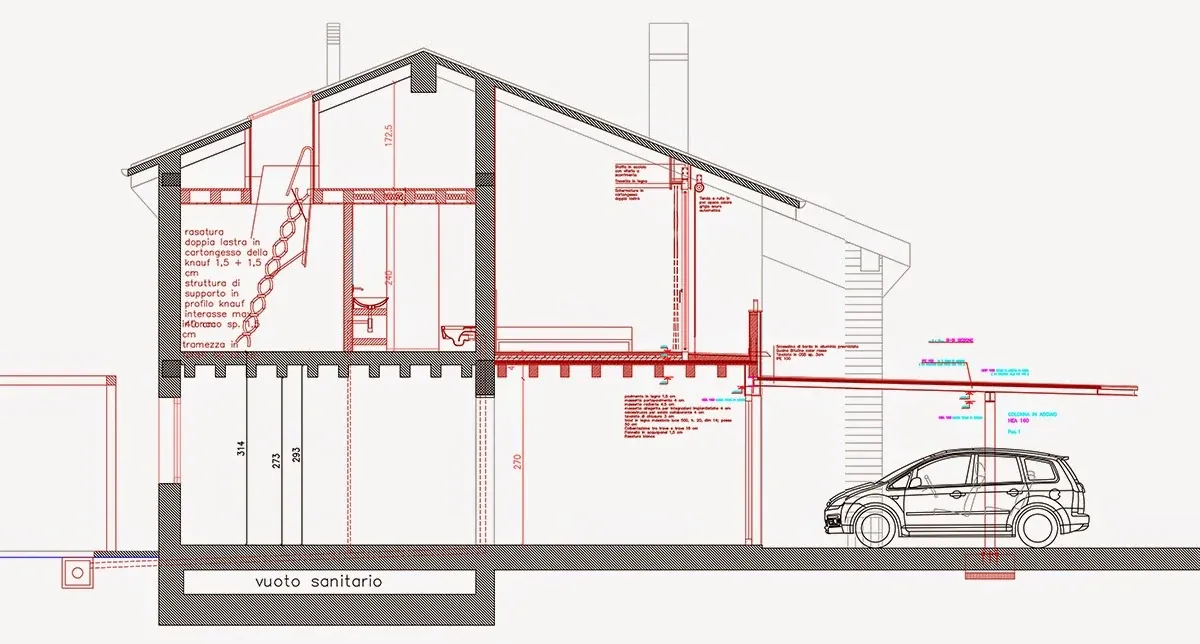 Ampliamenti contemporanei: camera e padiglione a Scorzé, VE, disegno di progetto 5. Progetto di Riccardo Bandera Architetto