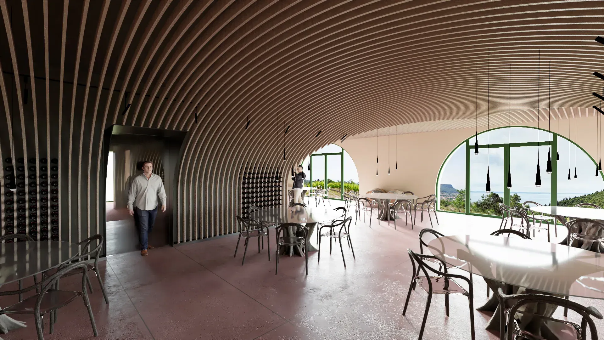 Cantina Vini Colombo sul lago di Garda, VR, render 5. Progetto di Riccardo Bandera Architetto