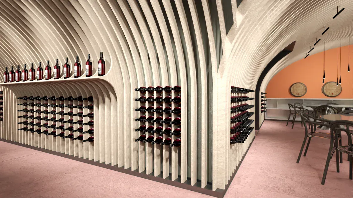 Cantina Vini Colombo sul lago di Garda, VR, render 7. Progetto di Riccardo Bandera Architetto