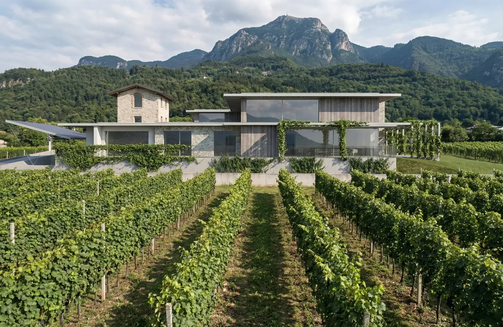 Casa a Bolognano Arco, TN, render 1. Progetto di Riccardo Bandera Architetto