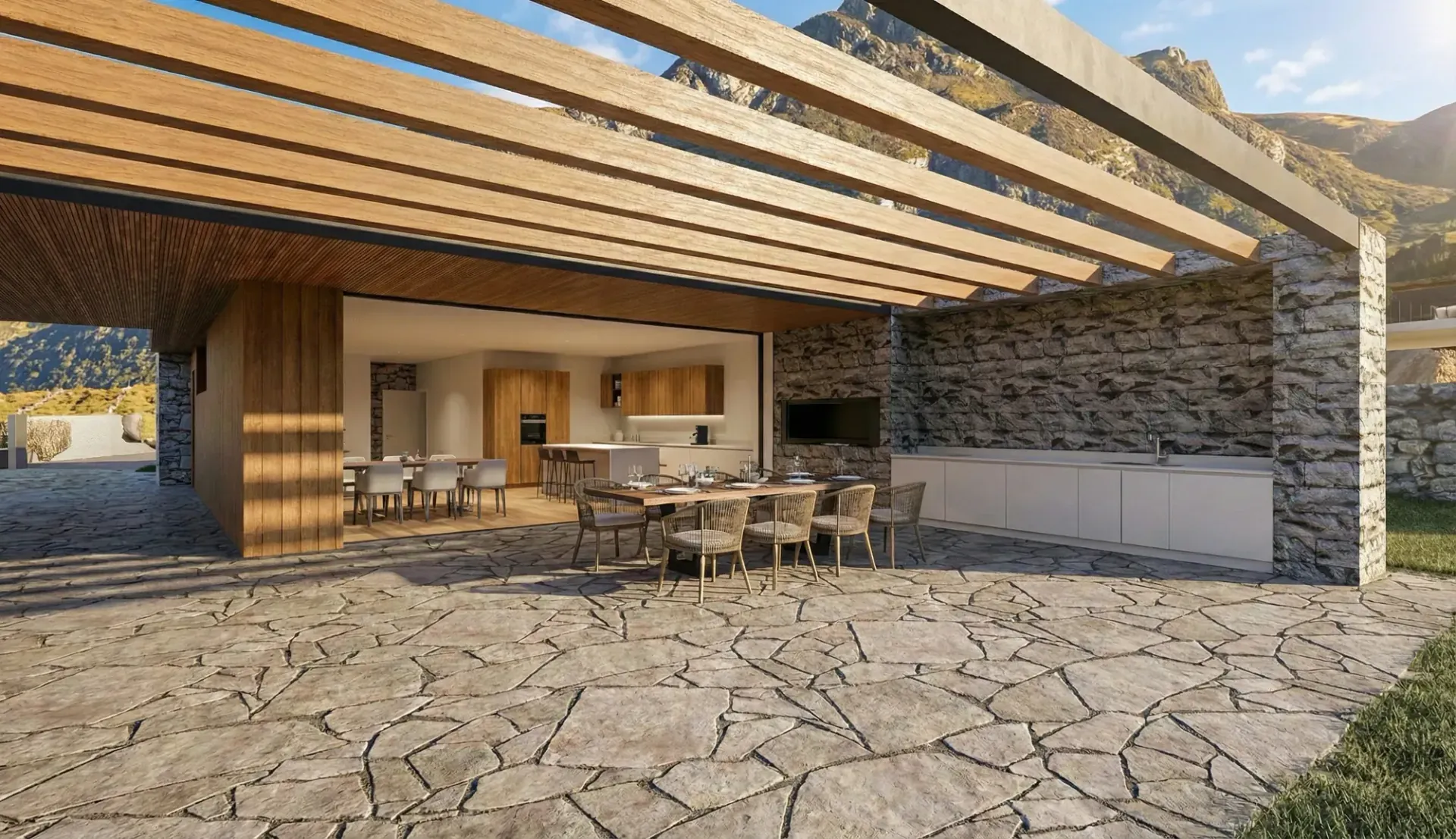 Casa a Bolognano Arco, TN, render 7. Progetto di Riccardo Bandera Architetto