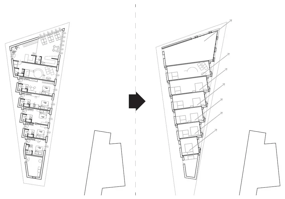 Chalet Pinocchio: hotel in legno a Brentonico, TN, disegno di progetto 1. Progetto di Riccardo Bandera Architetto