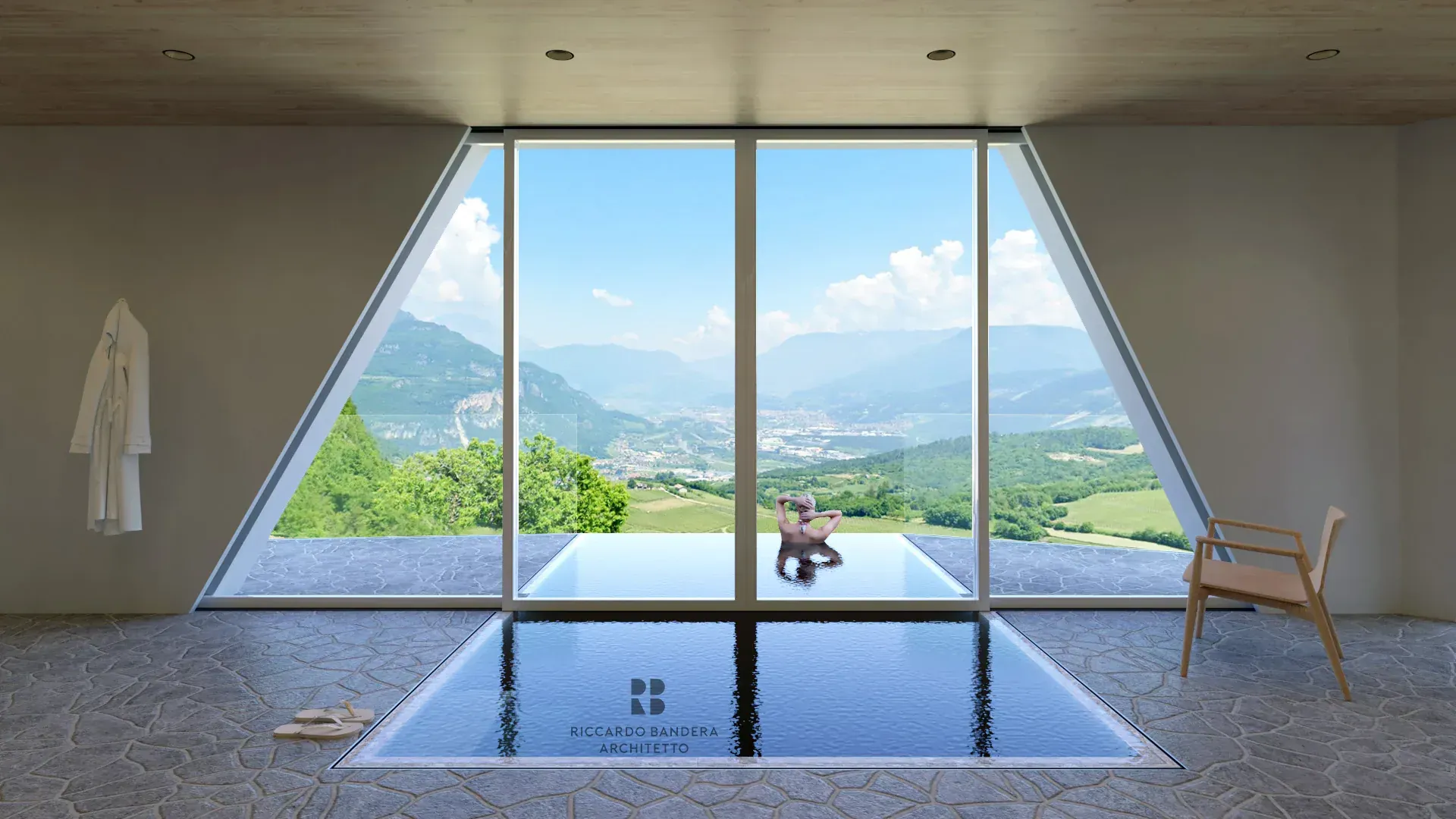 Chalet Pinocchio: hotel in legno a Brentonico, TN, render 1. Progetto di Riccardo Bandera Architetto