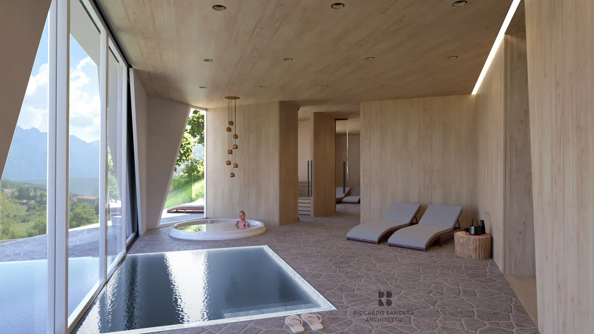 Chalet Pinocchio: hotel in legno a Brentonico, TN, render 2. Progetto di Riccardo Bandera Architetto