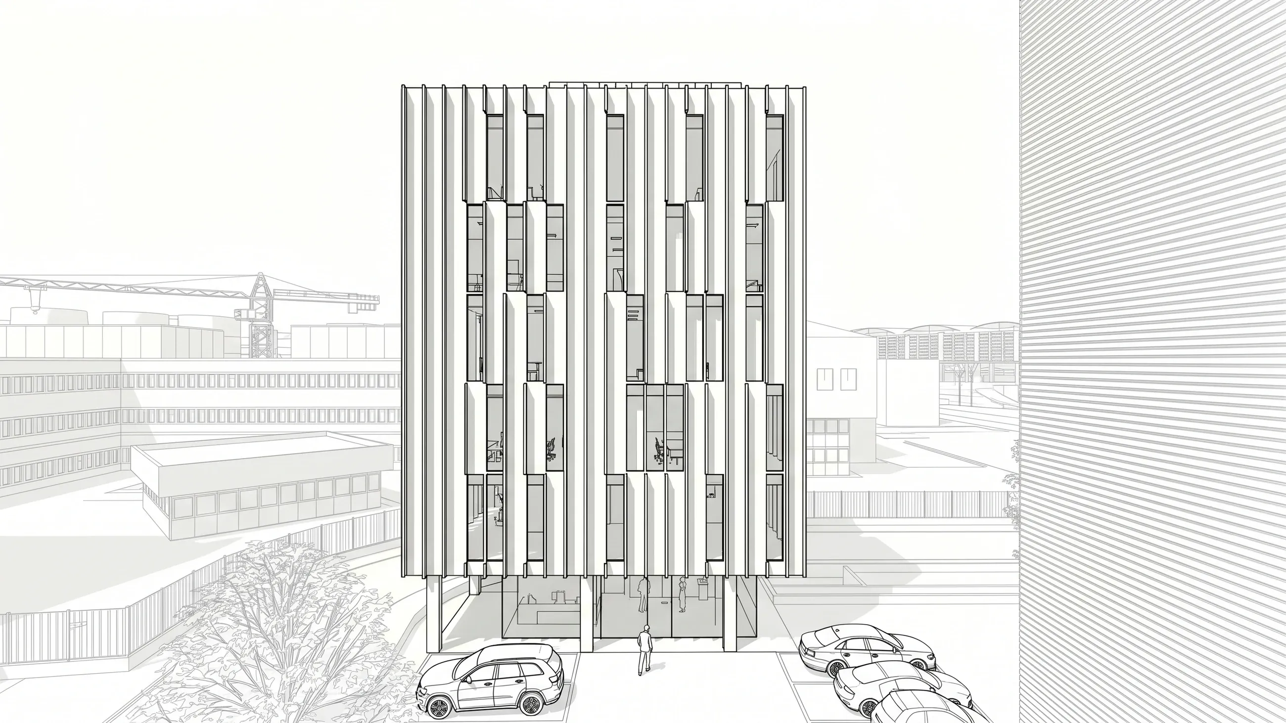 Edificio per uffici in Via Torino a Mestre, VE, disegno 4. Progetto di Riccardo Bandera Architetto