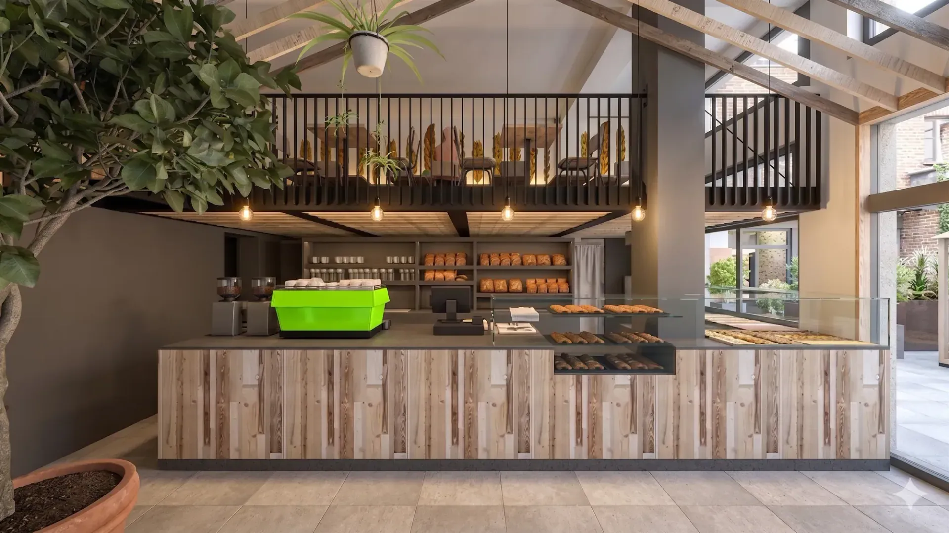 Forno Brisa a San Lazzaro di Savena, BO, render 3. Progetto di Riccardo Bandera Architetto