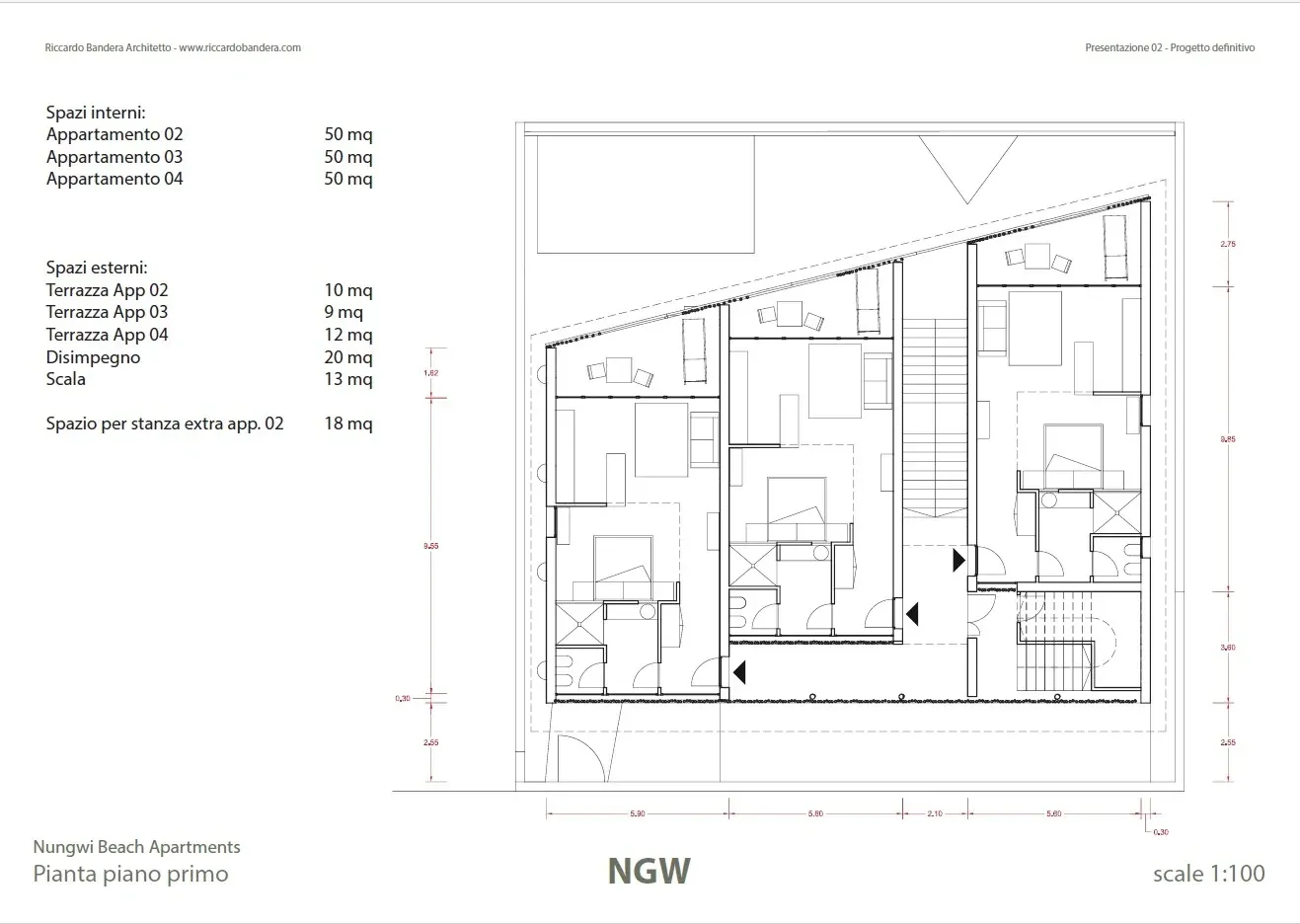 Guest house a Nungwi, disegno di progetto 2. Progetto di Riccardo Bandera Architetto