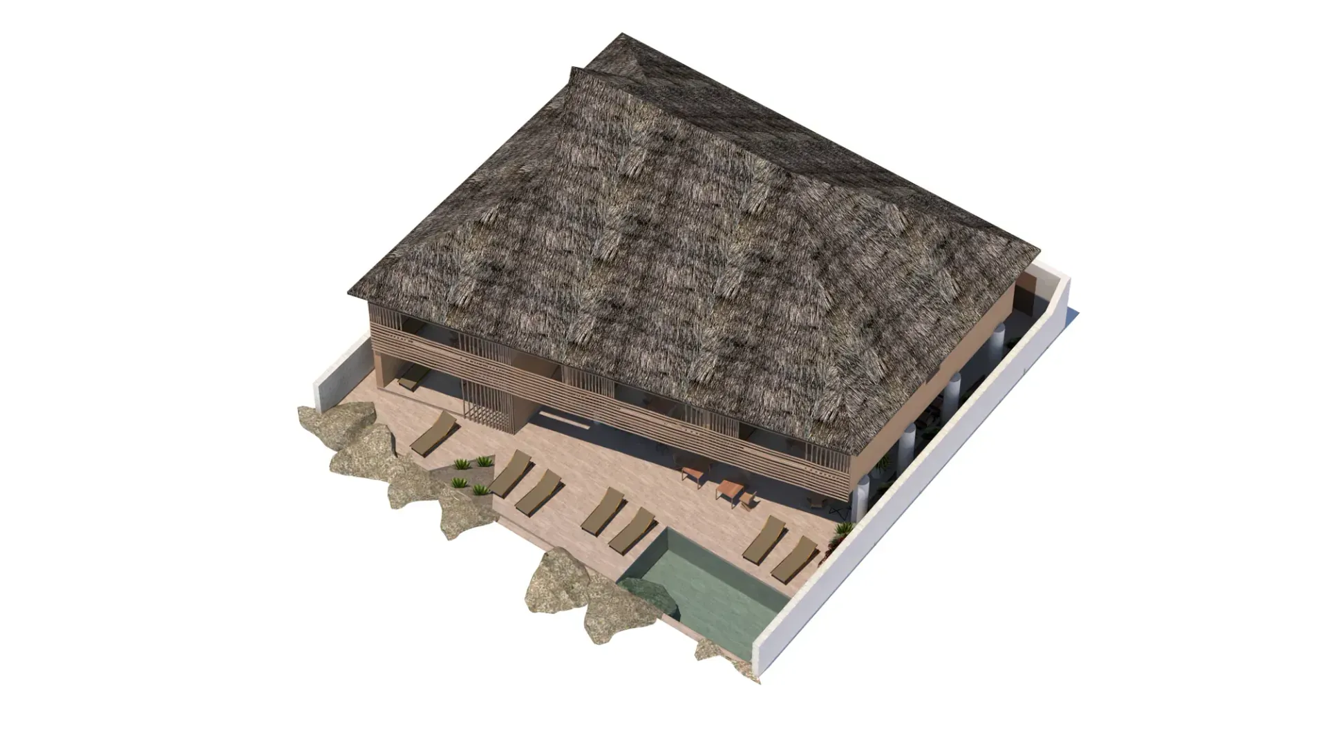 Guest house a Nungwi, render 5. Progetto di Riccardo Bandera Architetto