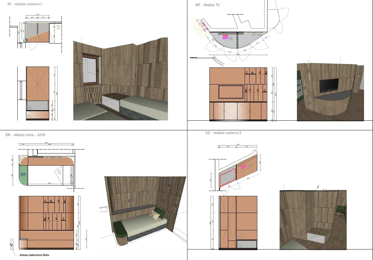 Hotel Antares a Selva di Val Gardena, BZ, disegno di progetto 1. Progetto di Riccardo Bandera Architetto