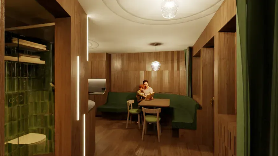 Hotel Antares a Selva di Val Gardena, BZ, render 2. Progetto di Riccardo Bandera Architetto
