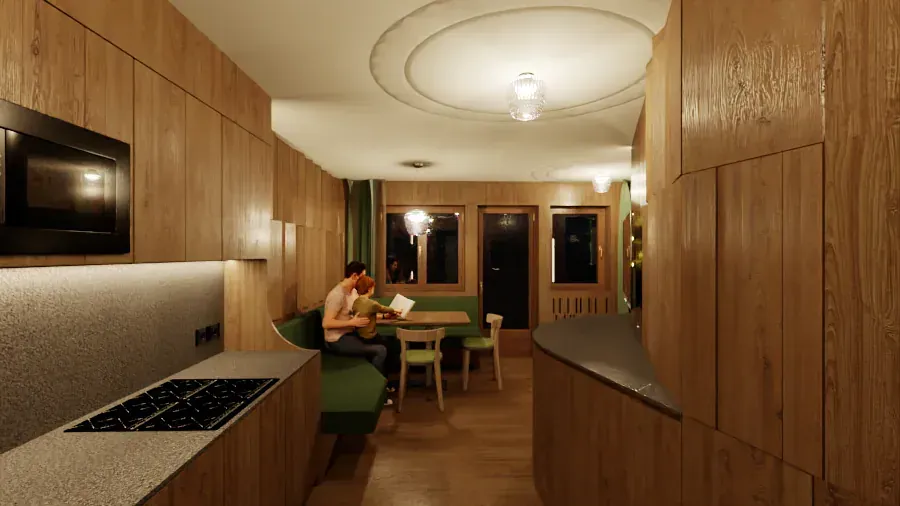 Hotel Antares a Selva di Val Gardena, BZ, render 3. Progetto di Riccardo Bandera Architetto