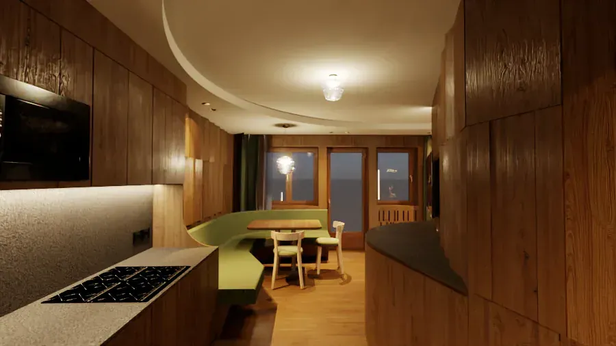 Hotel Antares a Selva di Val Gardena, BZ, render 5. Progetto di Riccardo Bandera Architetto