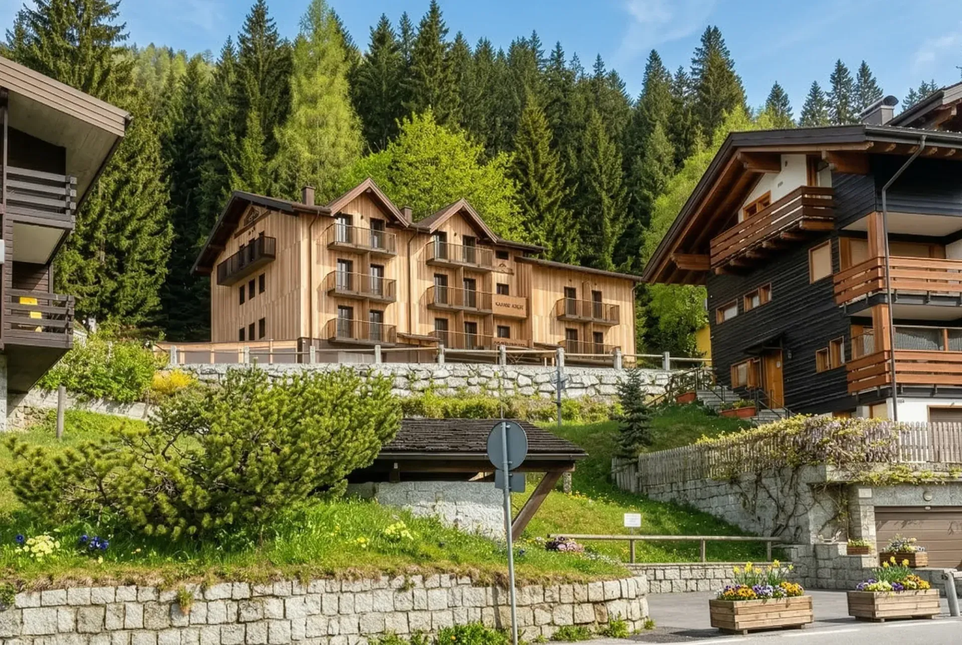 Hotel Cime D’Oro a Madonna di Campiglio, TN, render 1. Progetto di Riccardo Bandera Architetto
