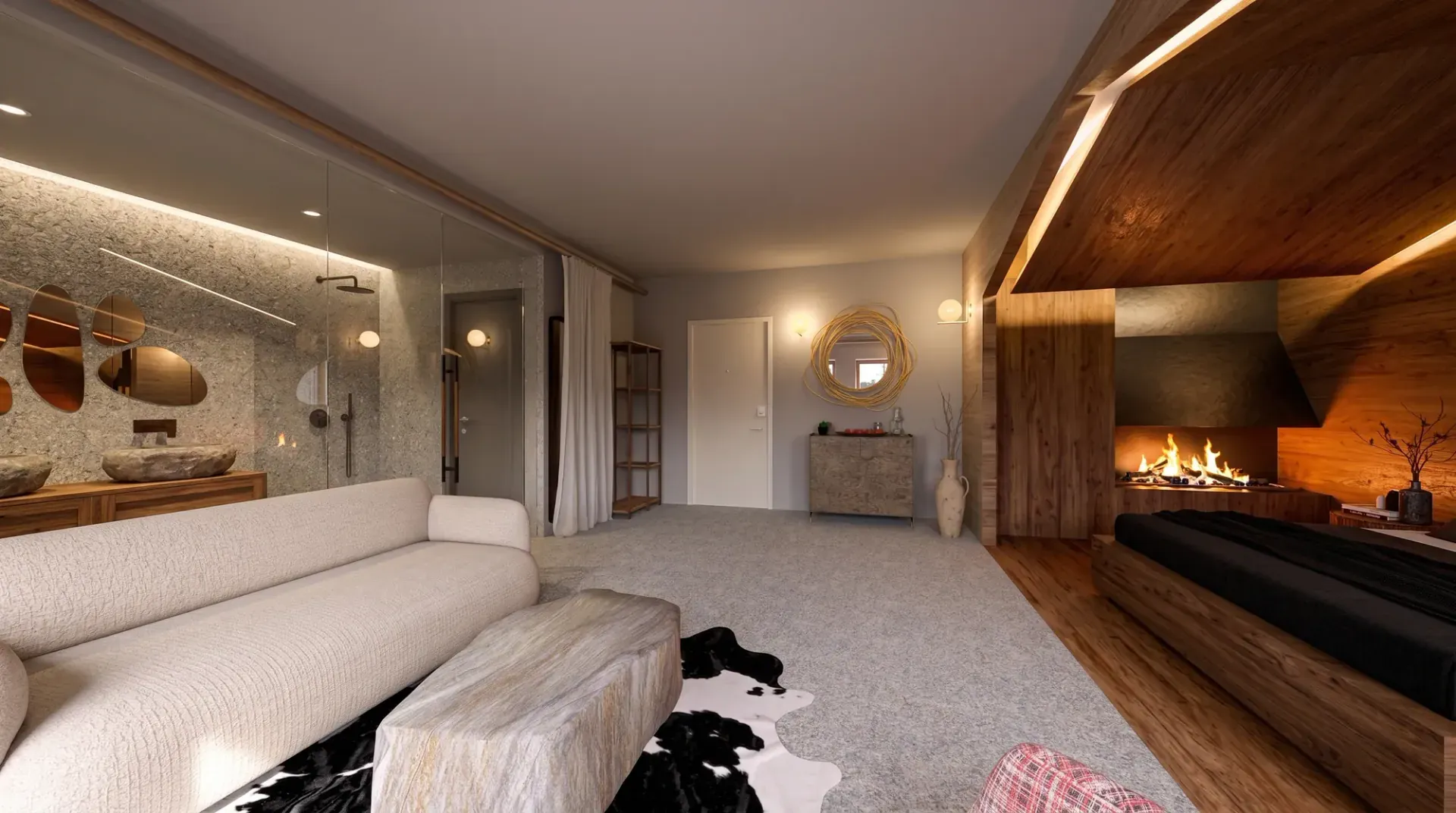 Hotel Tevini a Commezzadura, TN, render 3. Progetto di Riccardo Bandera Architetto