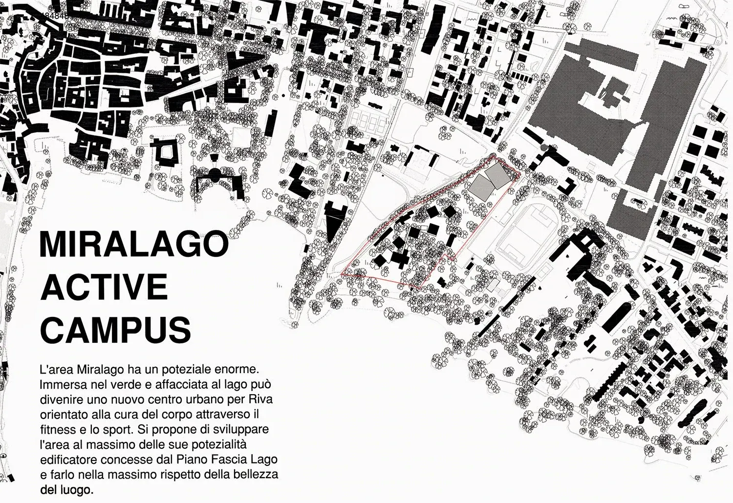 Miralago Active Campus in Riva del Garda, TN, disegno di progetto 1. Progetto di Riccardo Bandera Architetto