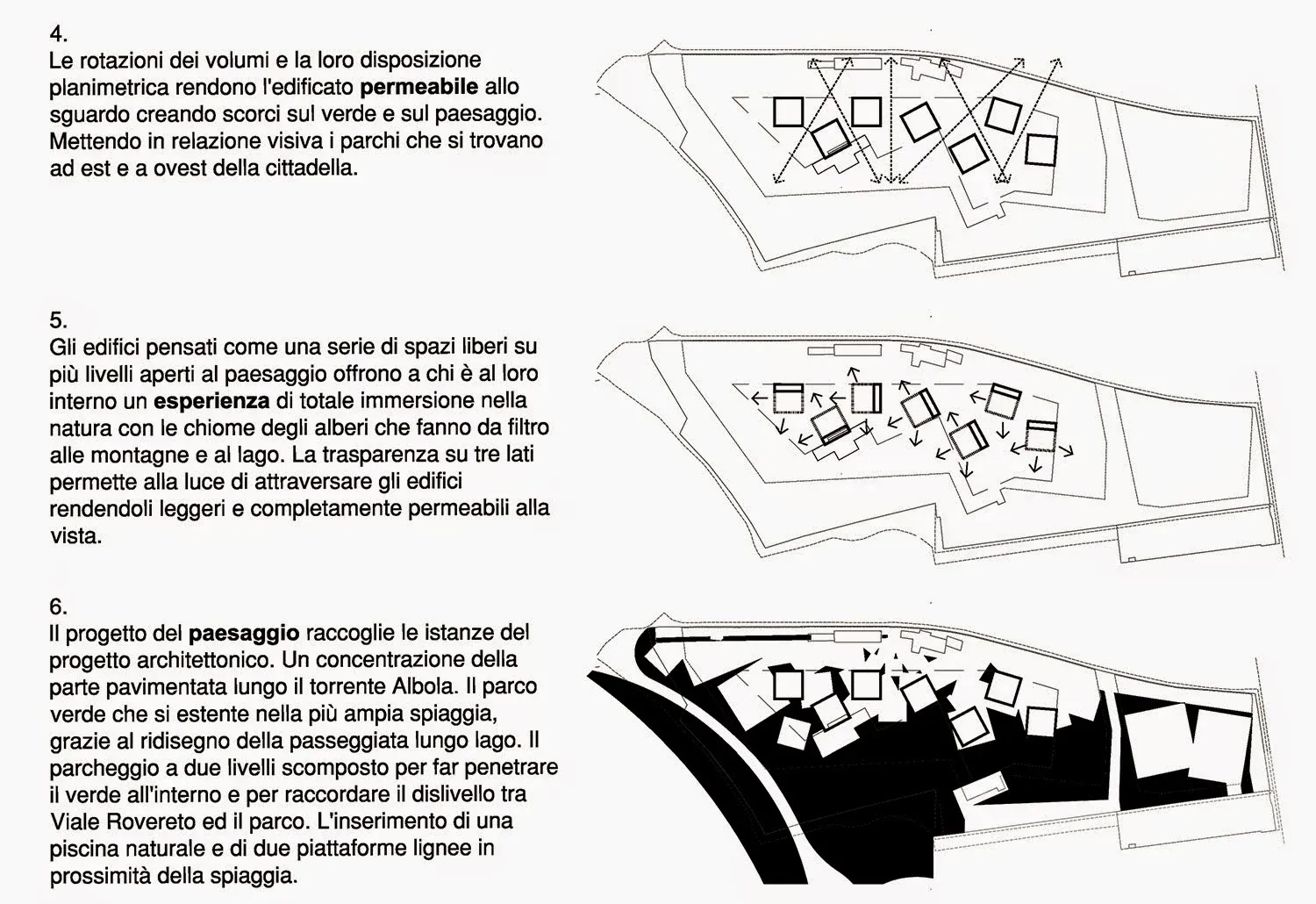 Miralago Active Campus in Riva del Garda, TN, disegno di progetto 3. Progetto di Riccardo Bandera Architetto