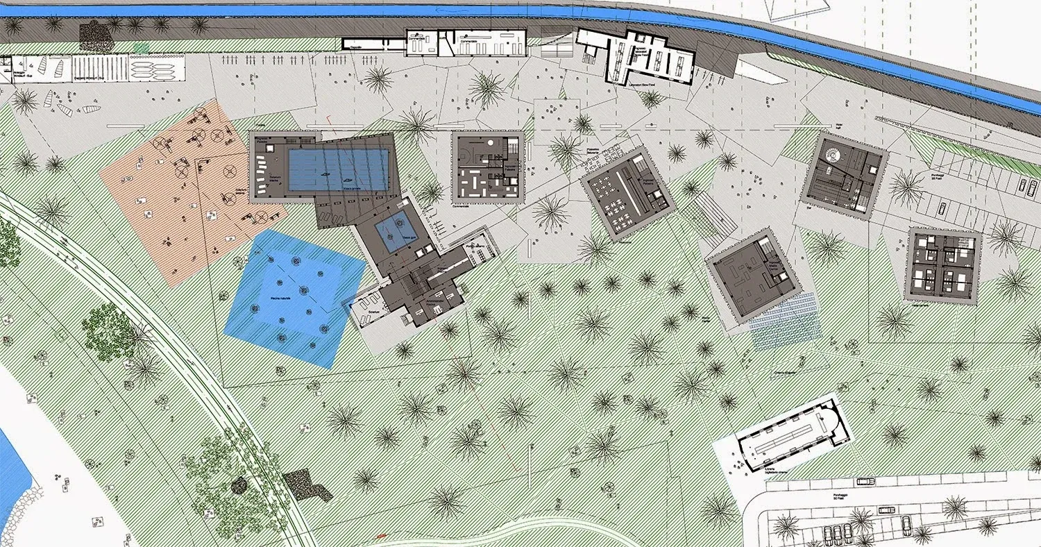 Miralago Active Campus in Riva del Garda, TN, disegno di progetto 6. Progetto di Riccardo Bandera Architetto