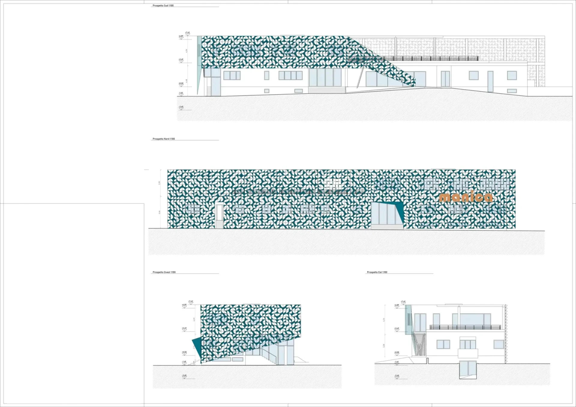 Nuovo Headquarter Manica S.p.a. a Rovereto, TN, disegno di progetto 2. Progetto di Riccardo Bandera Architetto