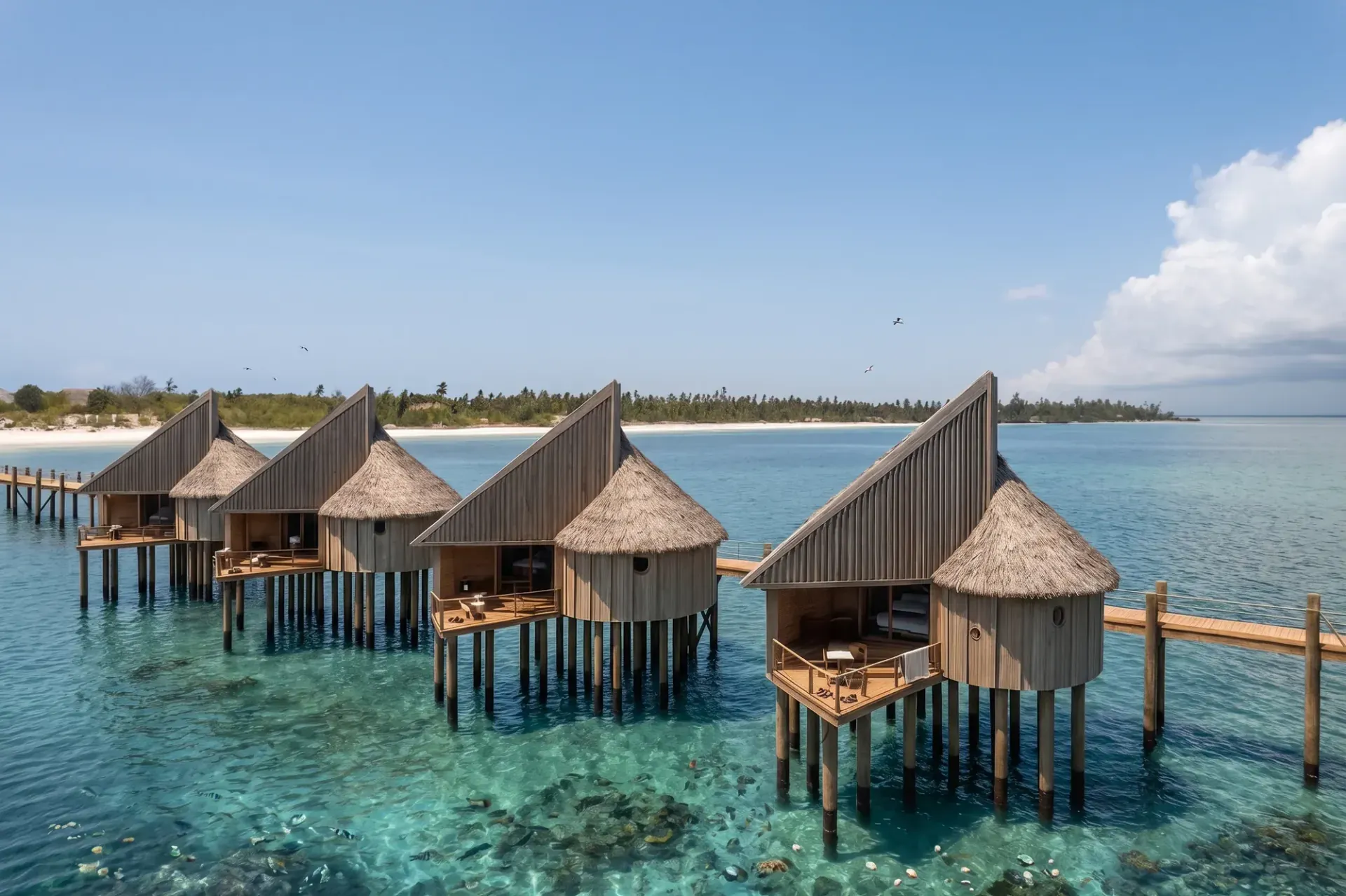 Overwater Villas a Zanzibar, Tanzania, progetto di Riccardo Bandera Architetto