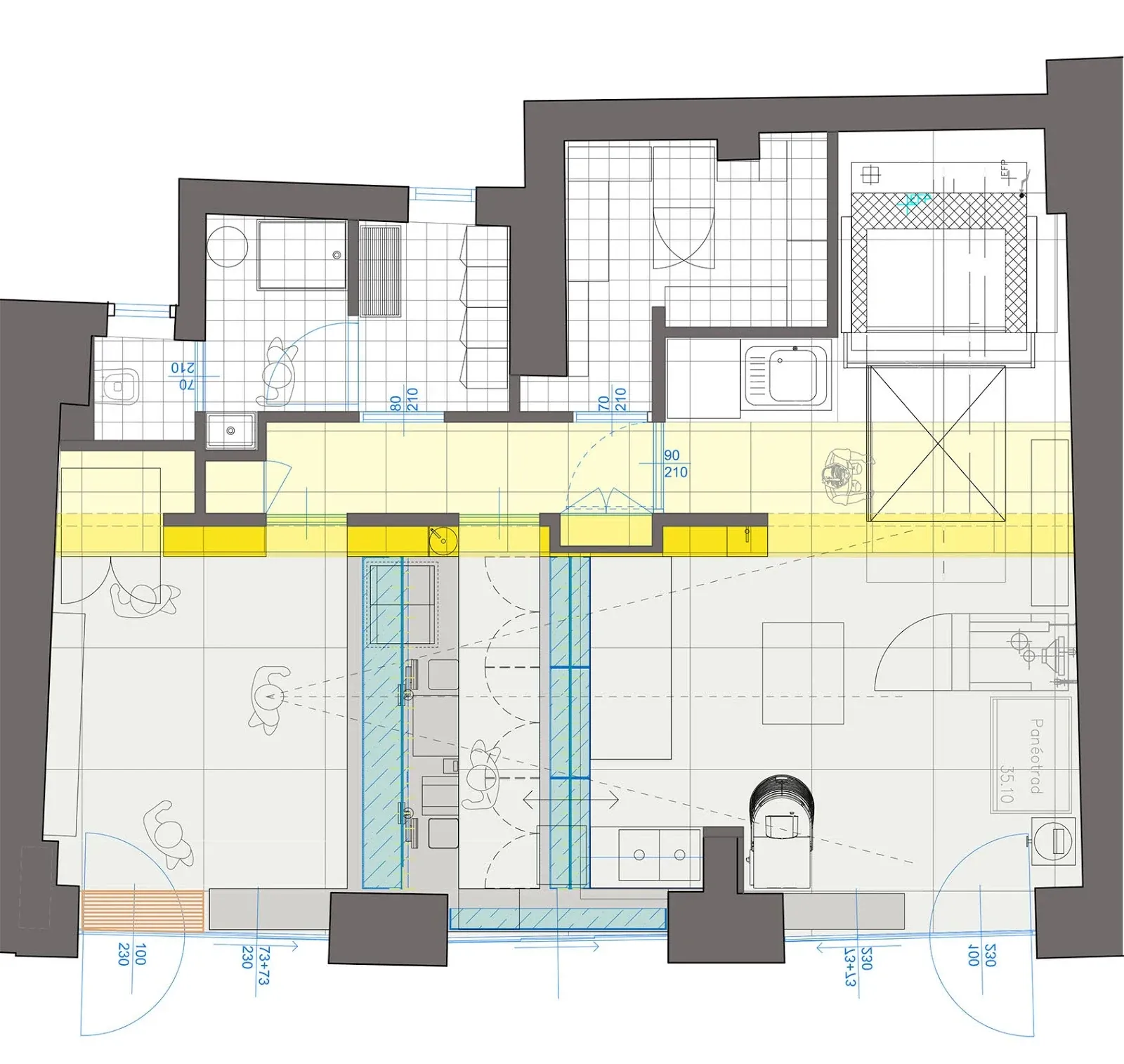 Panificio con laboratorio a vista a Roma, RM, disegno di progetto 1. Progetto di Riccardo Bandera Architetto