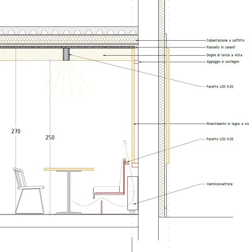 Ristorante alpino a Polsa di Brentonico, Trento, disegno di progetto 2. Progetto di Riccardo Bandera Architetto