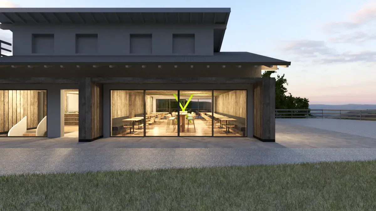 Ristorante alpino a Polsa di Brentonico, Trento, render 1. Progetto di Riccardo Bandera Architetto