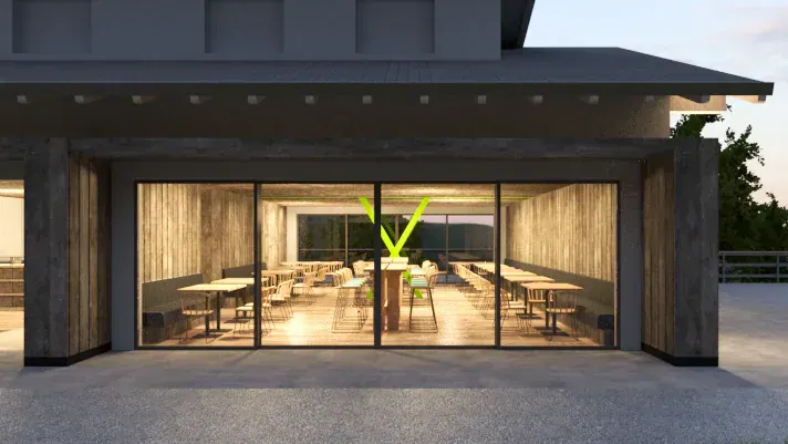 Ristorante alpino a Polsa di Brentonico, Trento, render 2. Progetto di Riccardo Bandera Architetto