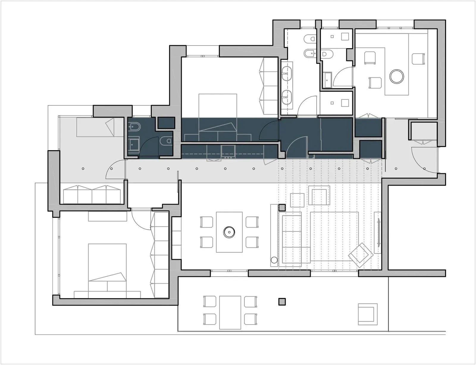 Ristrutturazione di un appartamento e arredo d’interni a Mestre, VE, disegno di progetto 1. Progetto di Riccardo Bandera Architetto