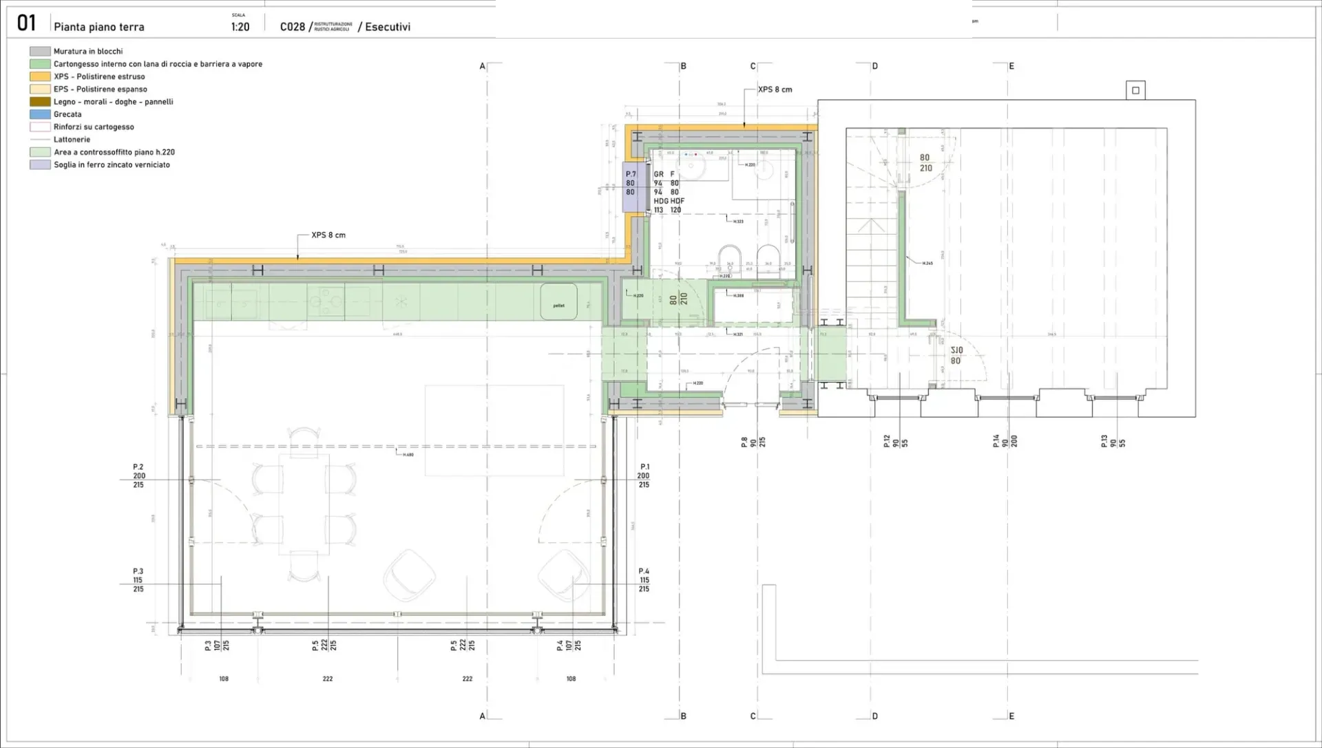 Ristrutturazione di una casera nell’Alpago a Tambre, BL, disegno di progetto 2. Progetto di Riccardo Bandera Architetto