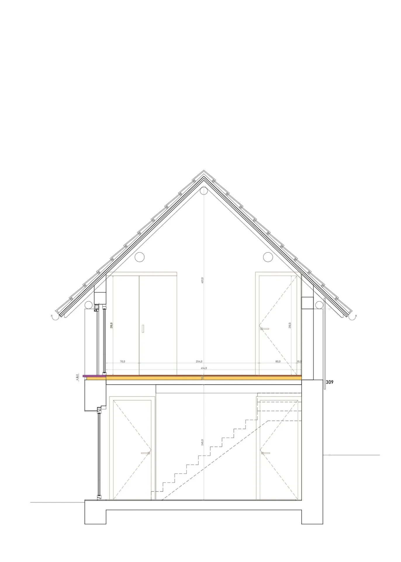 Ristrutturazione di una casera nell’Alpago a Tambre, BL, disegno di progetto 4. Progetto di Riccardo Bandera Architetto