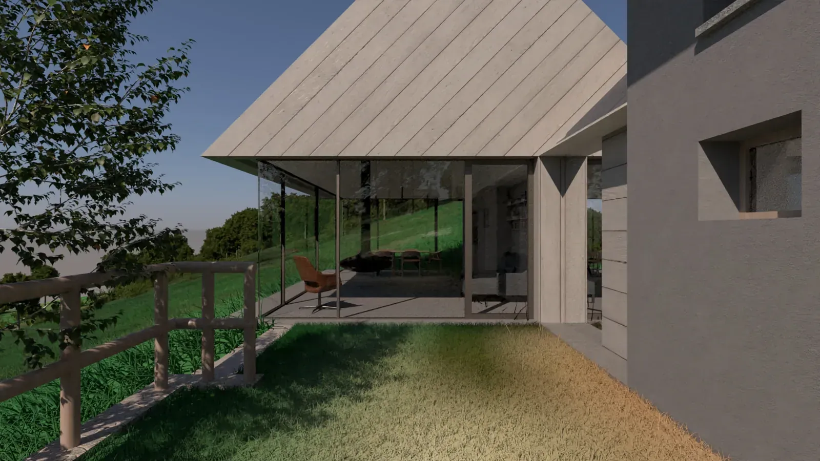 Ristrutturazione di una casera nell’Alpago a Tambre, BL, render 2. Progetto di Riccardo Bandera Architetto