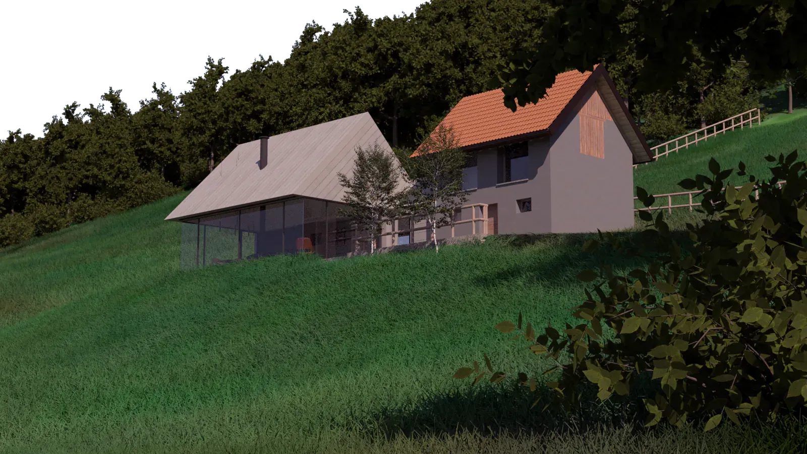 Ristrutturazione di una casera nell’Alpago a Tambre, BL, render 5. Progetto di Riccardo Bandera Architetto