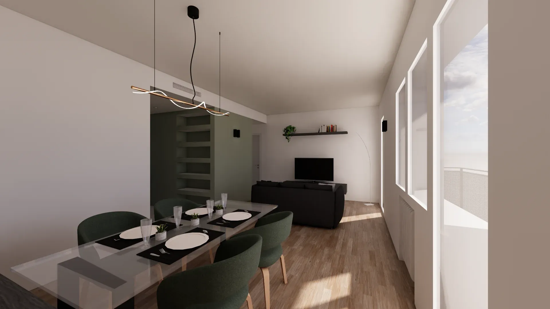 Ristrutturazione di interni a Mestre, VE, render 3. Progetto di Riccardo Bandera Architetto