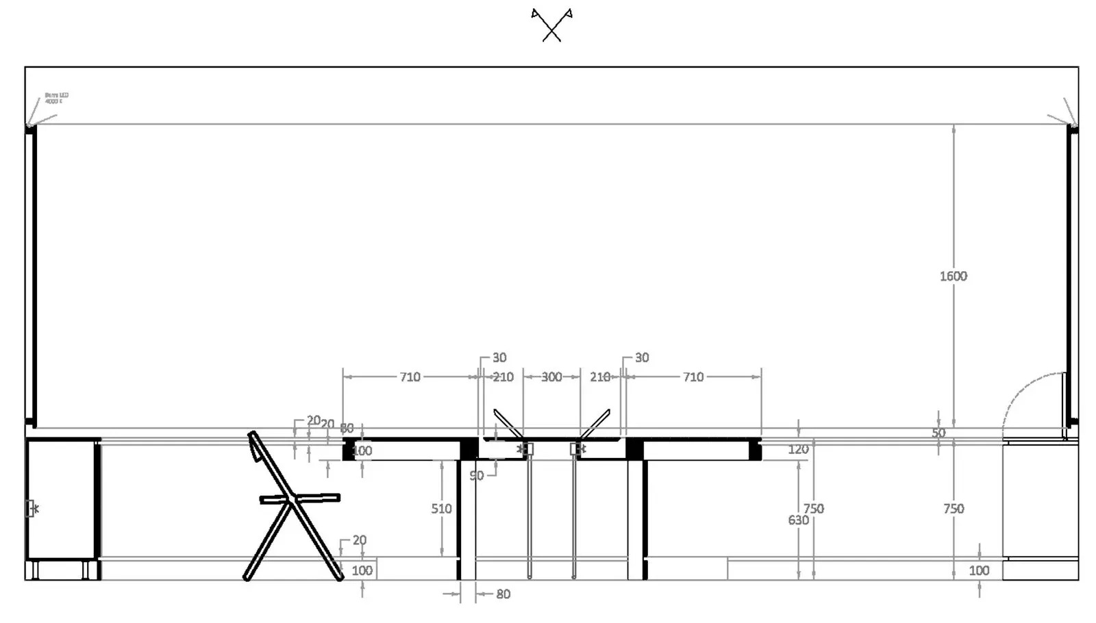 Sala riunioni per Pallino & Co a Padova, PD, disegno di progetto 1. Progetto di Riccardo Bandera Architetto
