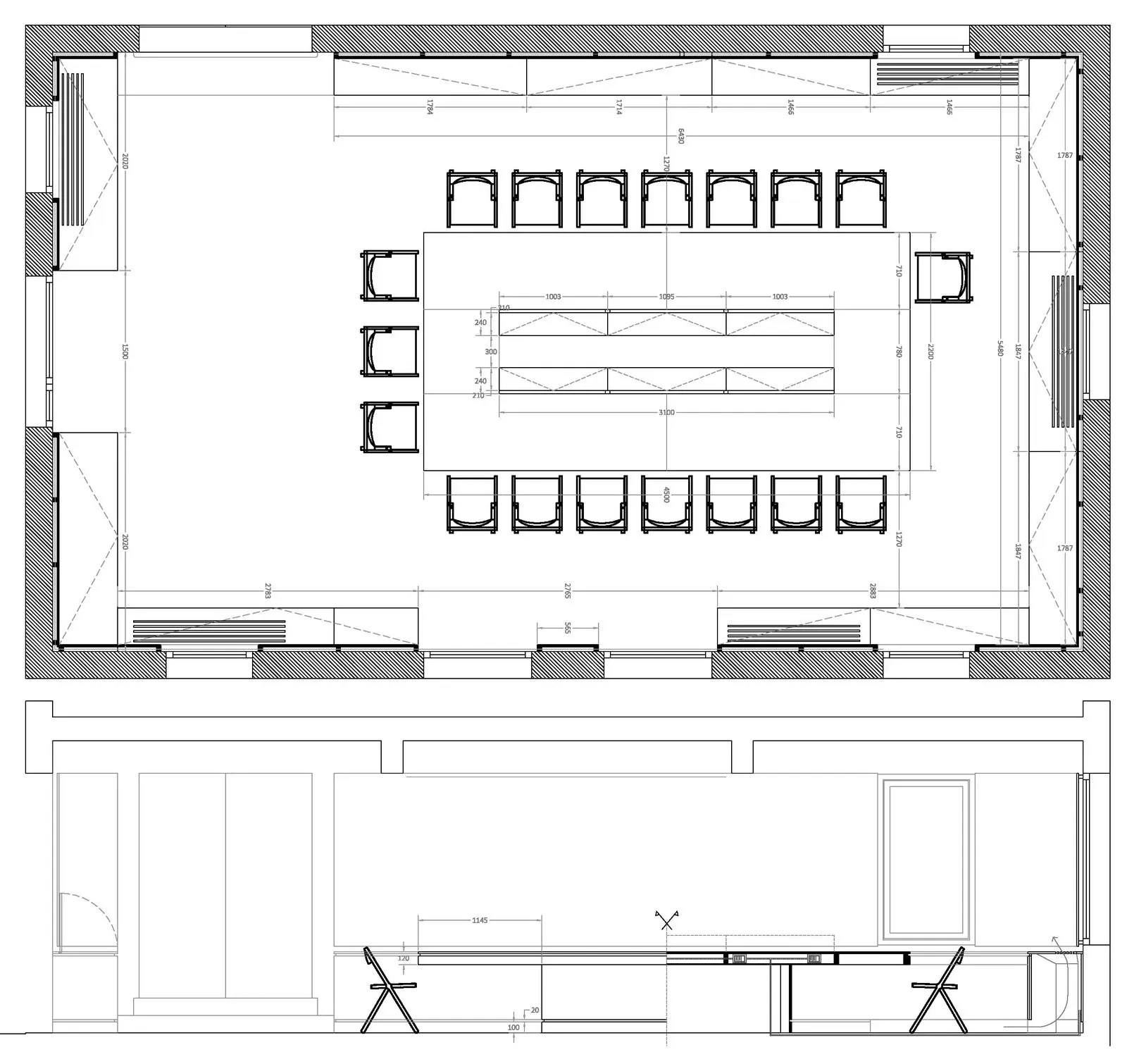 Sala riunioni per Pallino & Co a Padova, PD, disegno di progetto 2. Progetto di Riccardo Bandera Architetto