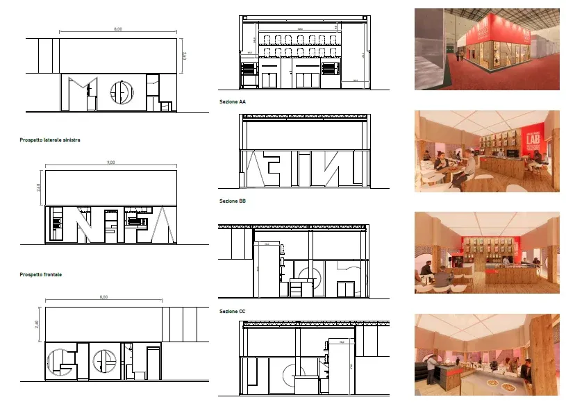 Stand TuttoFood Molini Fagioli, disegno di progetto 1. Progetto di Riccardo Bandera Architetto