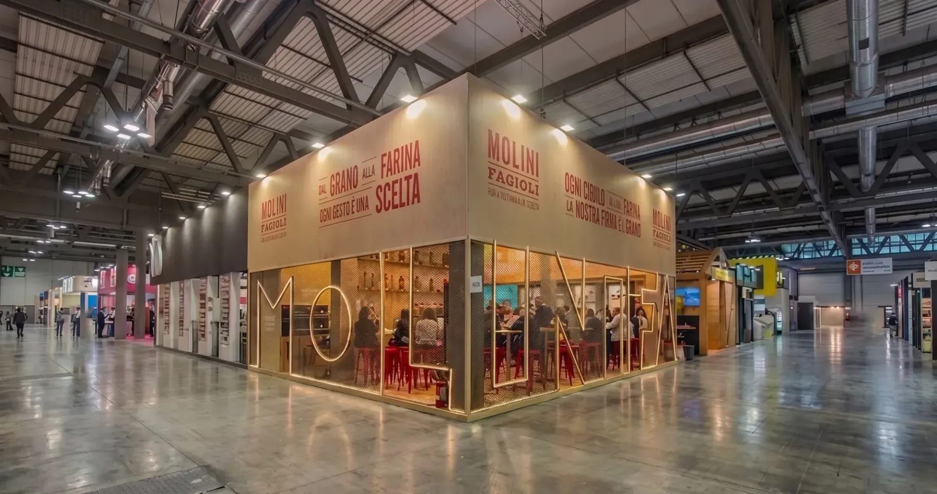 Stand TuttoFood Molini Fagioli, foto 1. Progetto di Riccardo Bandera Architetto