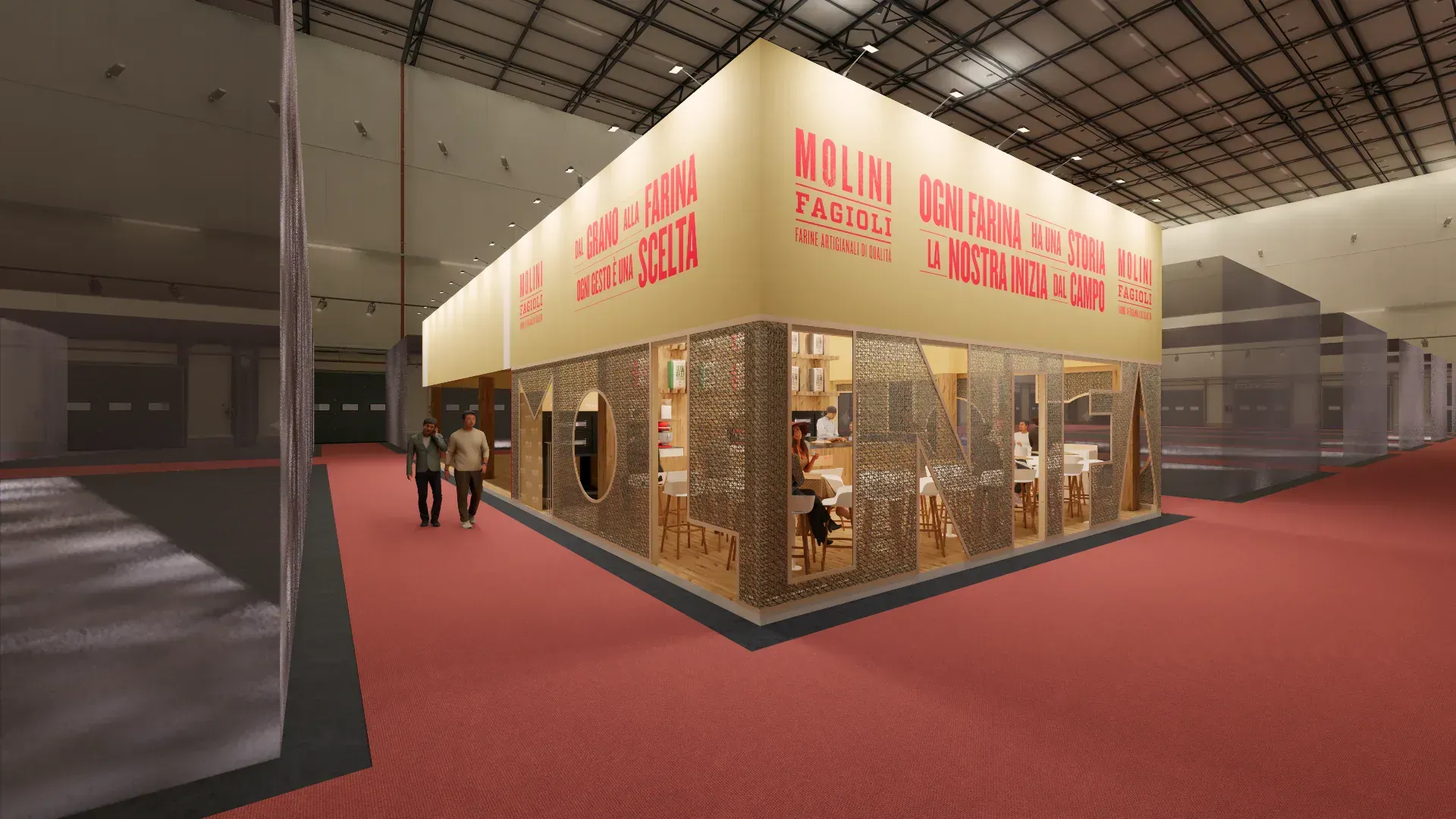 Stand TuttoFood Molini Fagioli, render 1. Progetto di Riccardo Bandera Architetto