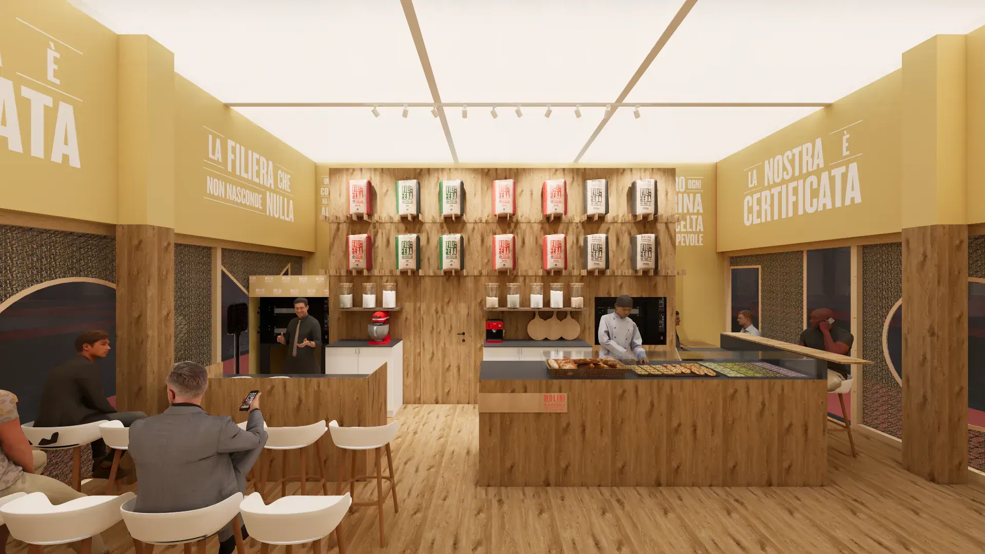 Stand TuttoFood Molini Fagioli, render 4. Progetto di Riccardo Bandera Architetto