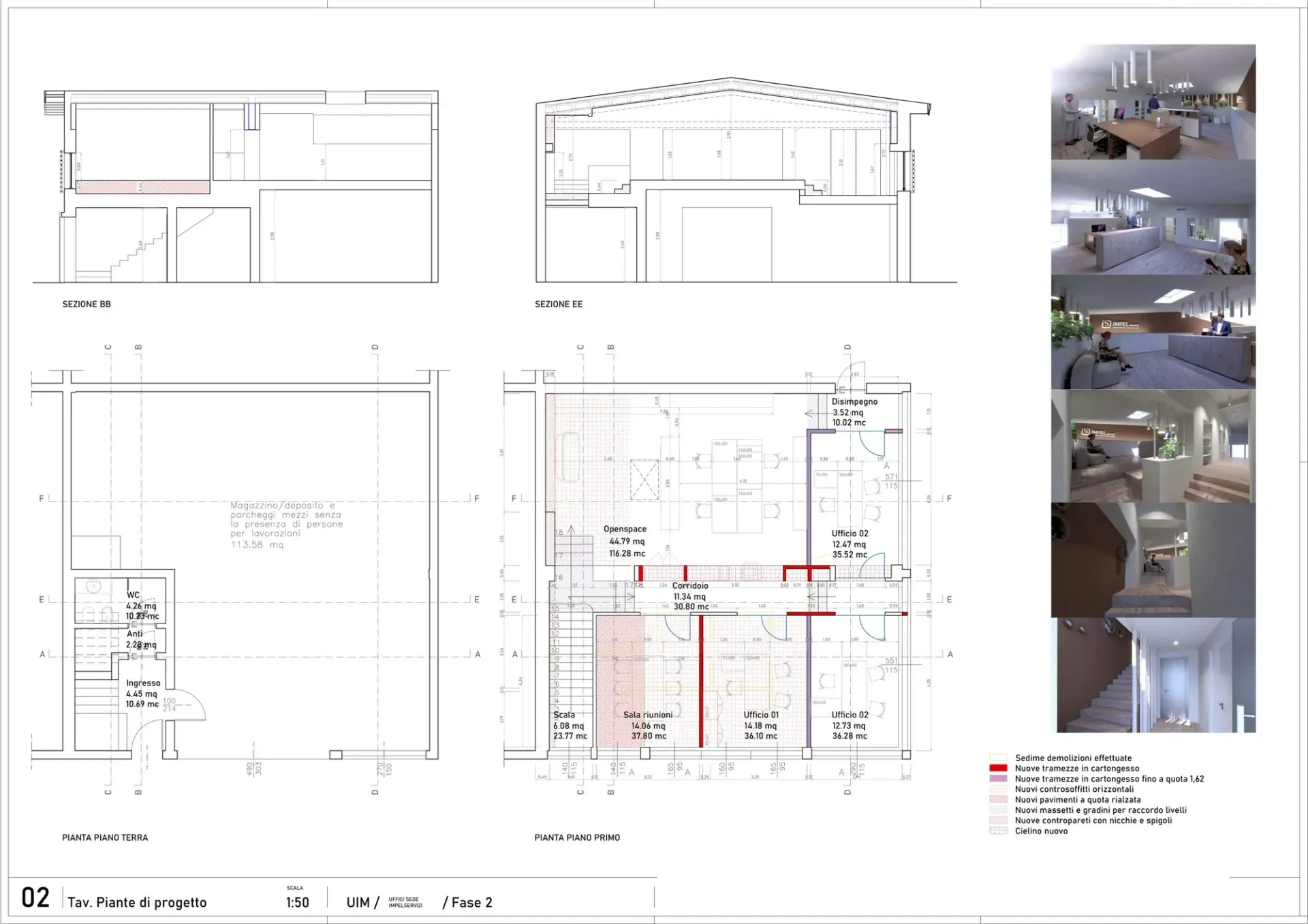 Uffici Impel servizi, disegno di progetto 2. Progetto di Riccardo Bandera Architetto