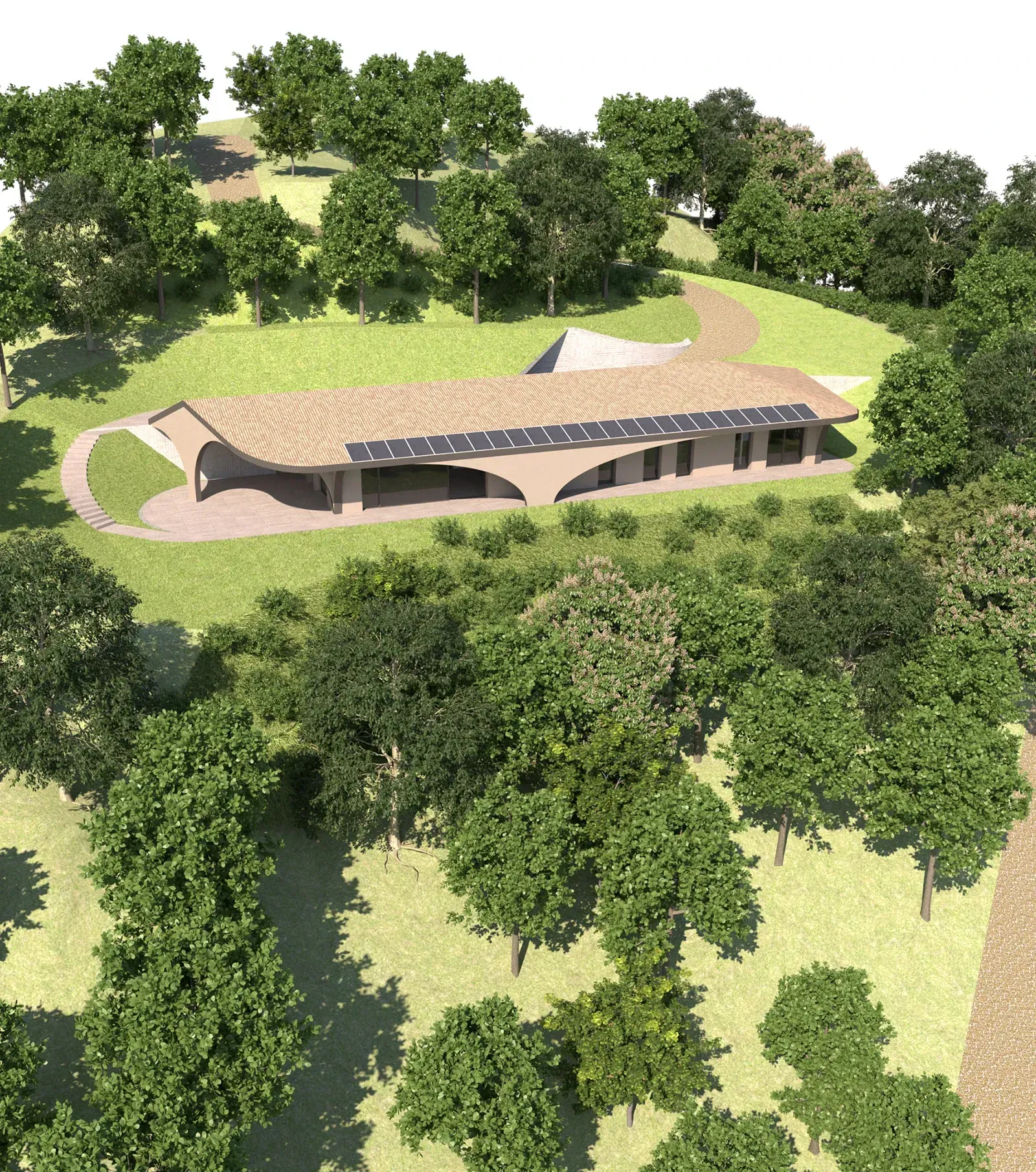 Villa con affaccio sul lago di Garda realizzata in legno a Verona, VR, render 3. Progetto di Riccardo Bandera Architetto